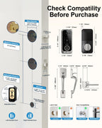 Smart Front Door Lock Sets: 2K HD Camera Lock with Doorbell Kits, Hornbill Fingerprint Keyless Entry Door Lock with Handles, WiFi Deadbolt (only 2.4G) for Remote Control, Auto Lock,Satin Nickel