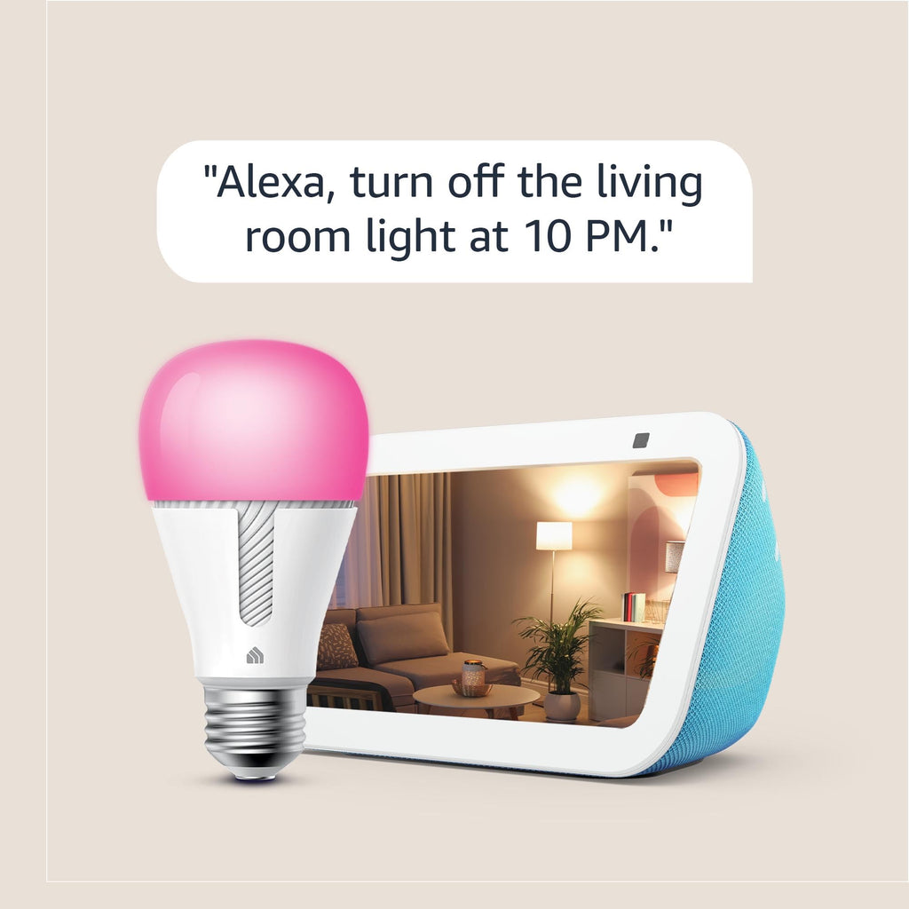 Echo Show 5 (3rd Gen, 2023 release) in Cloud Blue bundle with TP-Link Kasa Smart Color Bulb