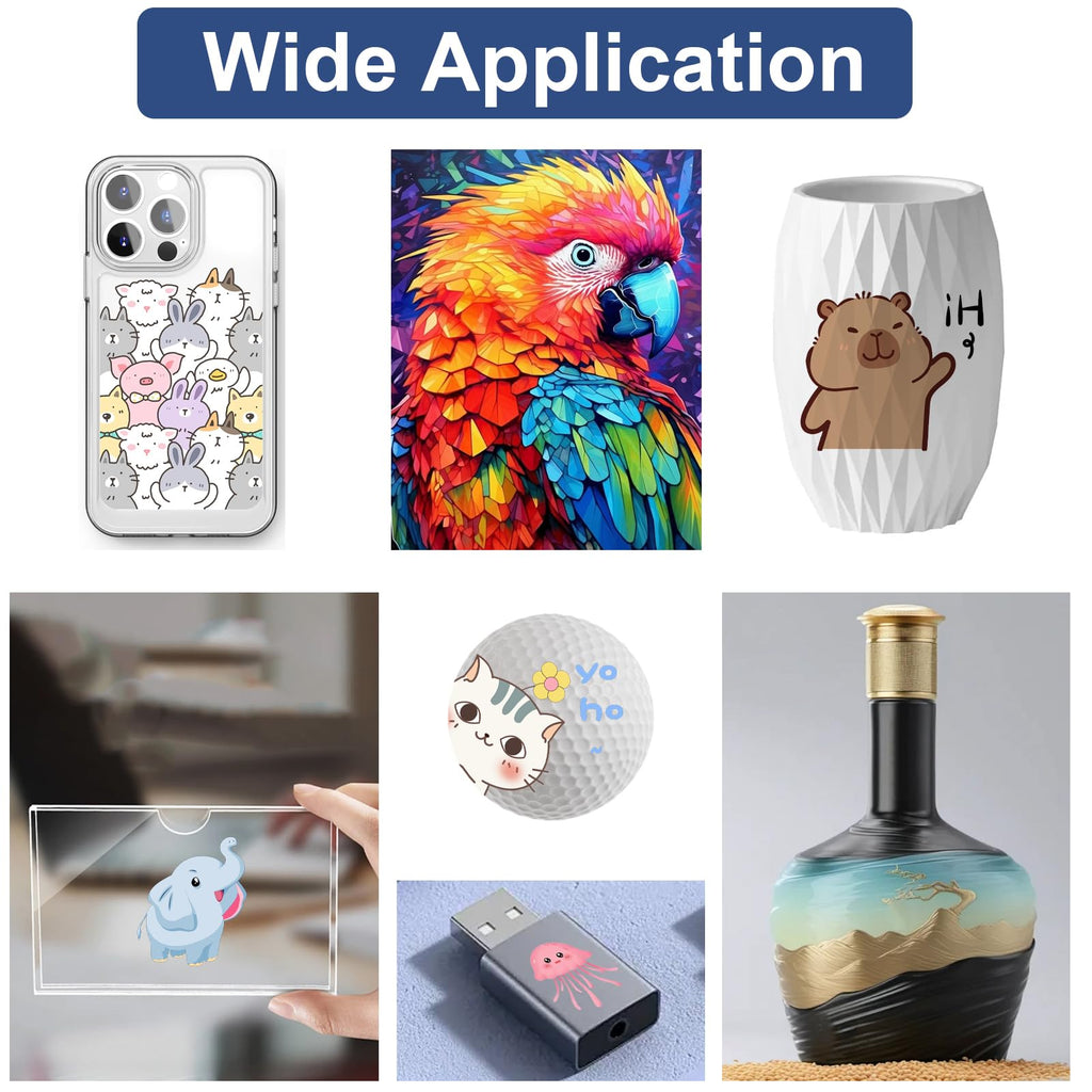 RAINBOWDGT A3 UV Printer Machine,5760x2880 DPI,Bottle Holder & Stickers