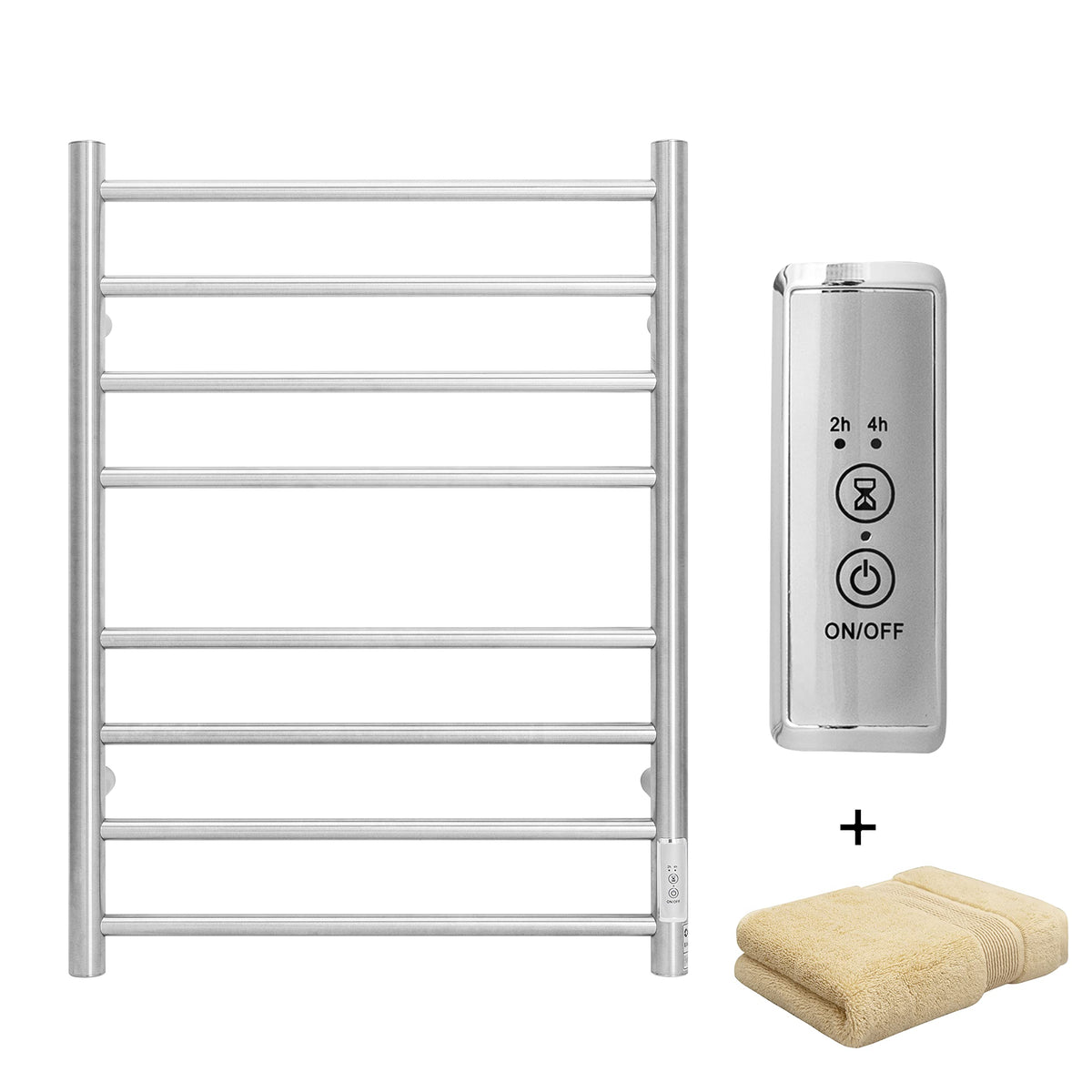 Smart WiFi Towel Warmer Wall Mounted with Built-in Timer and Temperature Adjust Control, 4 Bars Electric Stainless Steel Heated Towel Racks for Bathroom Matte Black