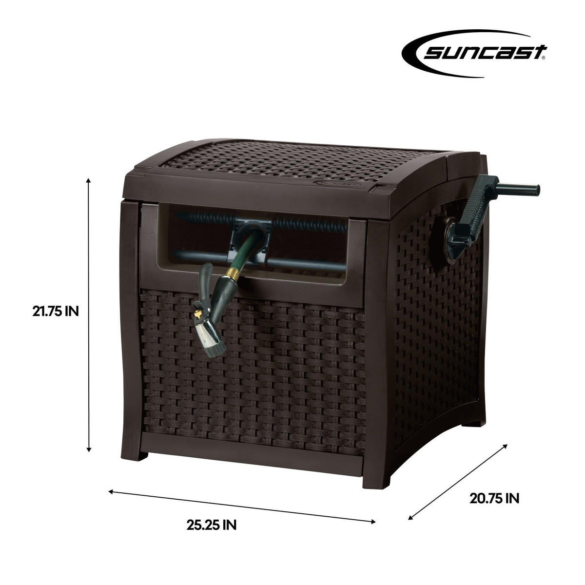 Suncast 225 ft. Smart Tube Hose Reel Hideaway, Garden Hose Holder, Brown