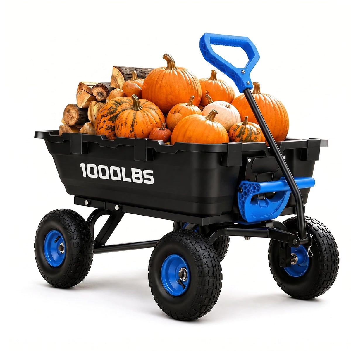 Autodaya 1400lbs Garden Dump Cart, Heavy Duty Wheelbarrow Wagon with Hitch