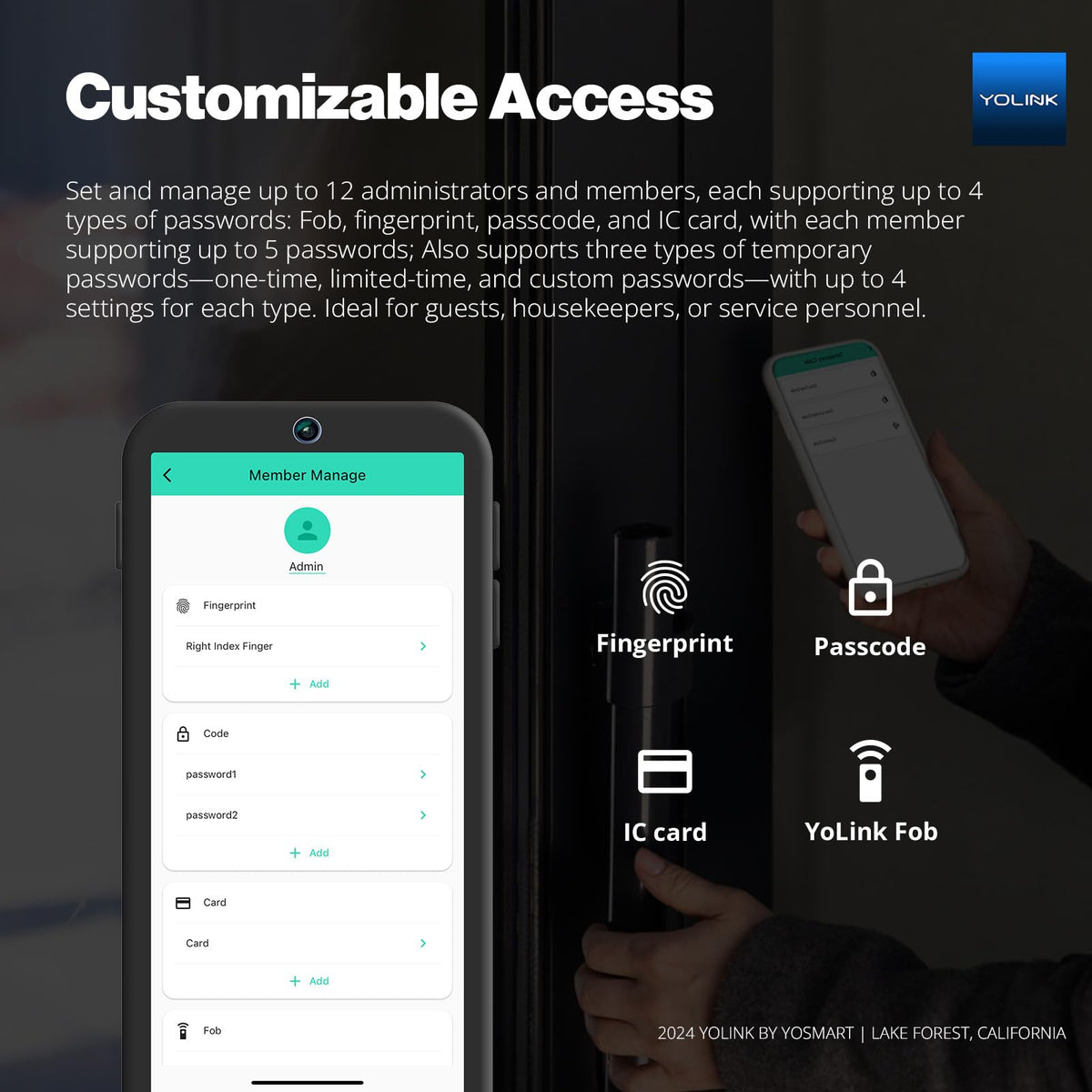 YoLink Fingerprint Smart Deadbolt Lock, YS7616