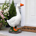 23 Inch Porch Goose Statue, Large White Resin Goose Outdoor Garden Decor with Realistic Feather Details - Indoor Outdoor Yard Lawn Patio Decoration, Perfect Housewarming Gift (23 Inch)