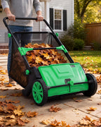 IDEALHOUSE Push Lawn Sweeper 26 Inch with Large 7 cu.ft. Hopper Bag