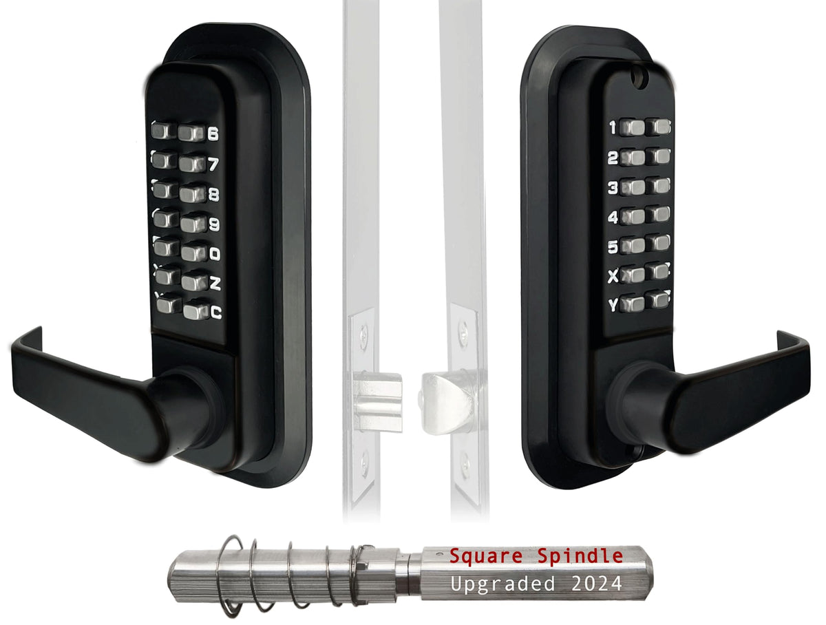 Double-Sided Mechanical Keyless Door Lock Lever Handle Matte Black