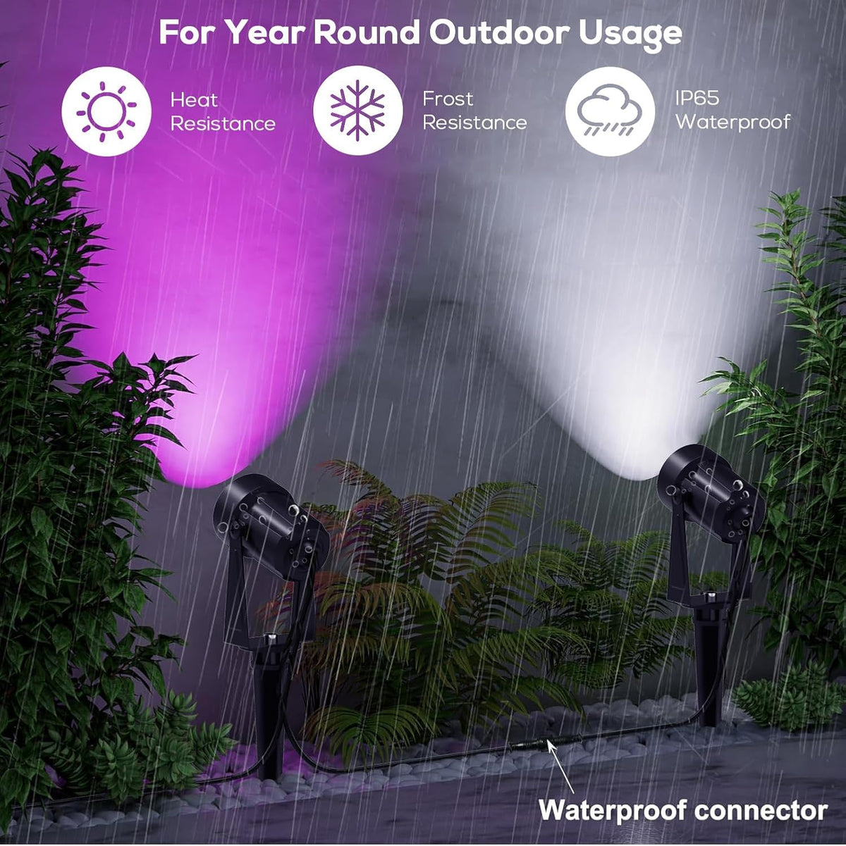 SUNTHIN Outdoor RGBW Landscape Lighting with Remote, Dusk to Dawn, 12 Pack