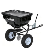 Heavy Duty 125L Tow Behind Broadcast Spreader – 9.8FT Spreading Width, 30 Current Settings, Global Hitch, for UTV, ATV, Tractor, Fertilizer, Seed, Salt, Ice Melt – Green (Douzi) + Black Rod