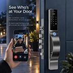 Smart Door Lock with Camera: 3D Face Recognition, Keyless Door Lock with Biometric Fingerprint, Passcode, IC Card, Mechanical Key, Doorbell, Video Intercom, WiShome App, Auto-Lock, Front Door Lock