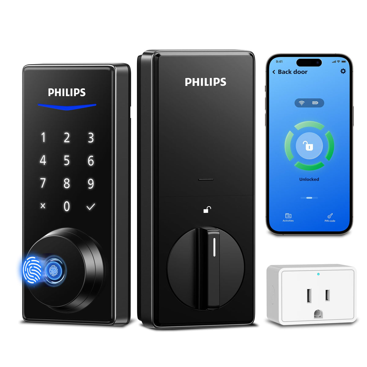 Philips Fingerprint Smart Lock, Keyless Entry Door Lock, Smart Door Locks for Front Door, Keypad Deadbolt, APP Control, 9-Month Long Battery