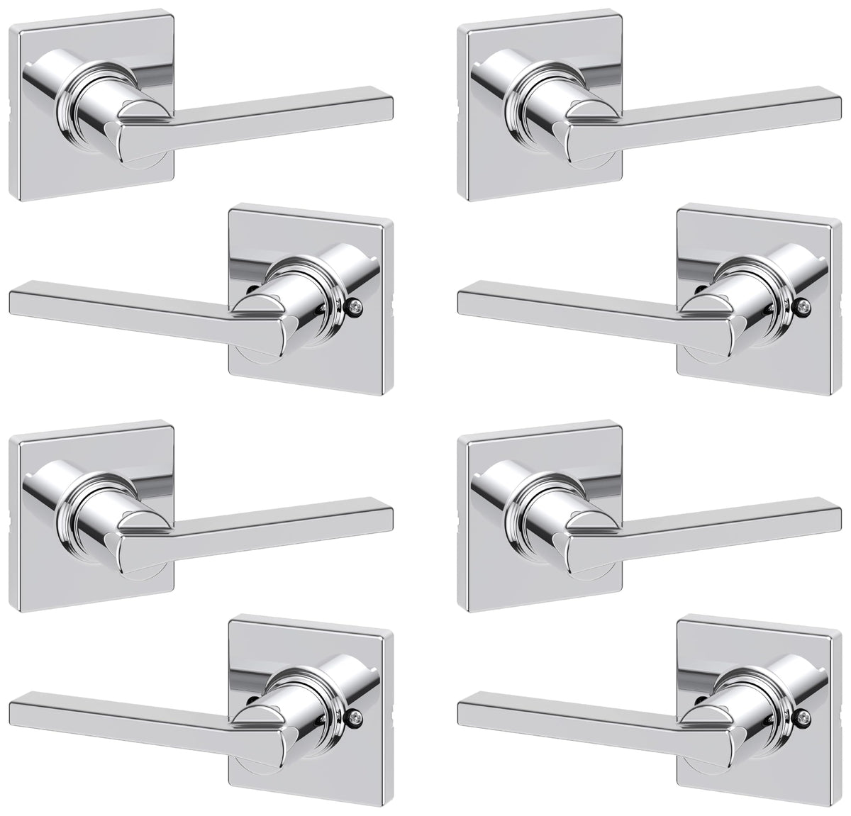 Kwikset Casey Entry Door Handle with Lock and Key, Secure Keyed Reversible Lever Exterior, for Front Entrance and Bedrooms, Matte Black, 4 Pack, Pick Resistant SmartKey Rekey Security and Microban