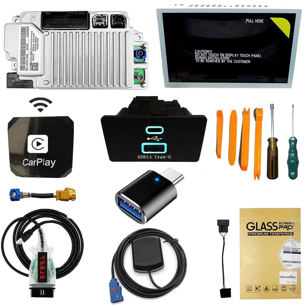 SYNC 2 to SYNC 3 Upgrade Kits for Edge, Wireless Carplay SYNC 3.4 Interface Module 8-Inch Capacitive Touch Screen APIM Module, GPS Navigation