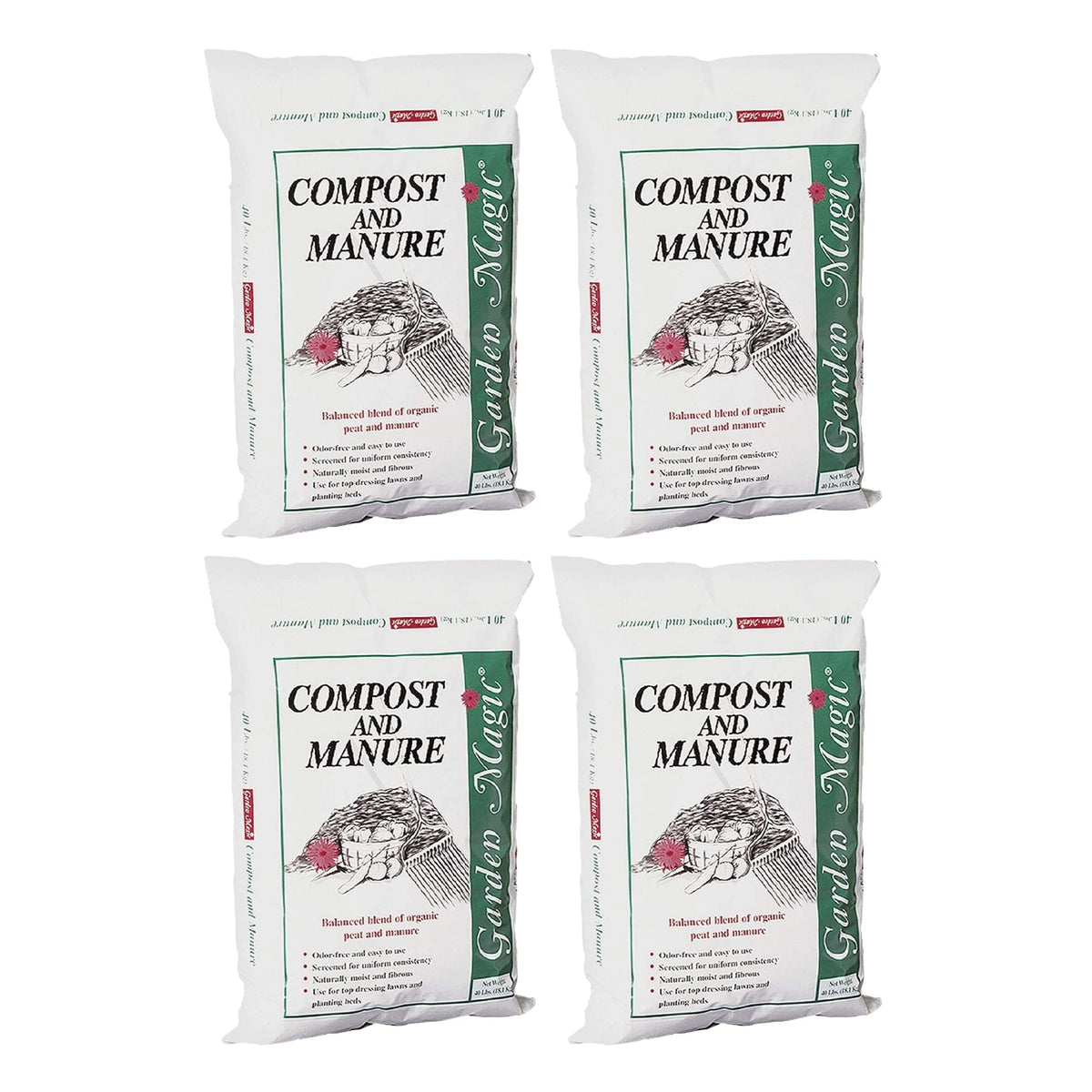 Michigan Peat Garden Magic Odor-Free Compost & Manure Blend, 40 lb, 4-Pack