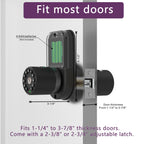 Double Sided Keyless Door Knob Lock with Fingerprint and Keypad, Smart Doorknob with Dual Cylinders for Exterior or Interior Door(Double Sided Fingerprint Matte Black)