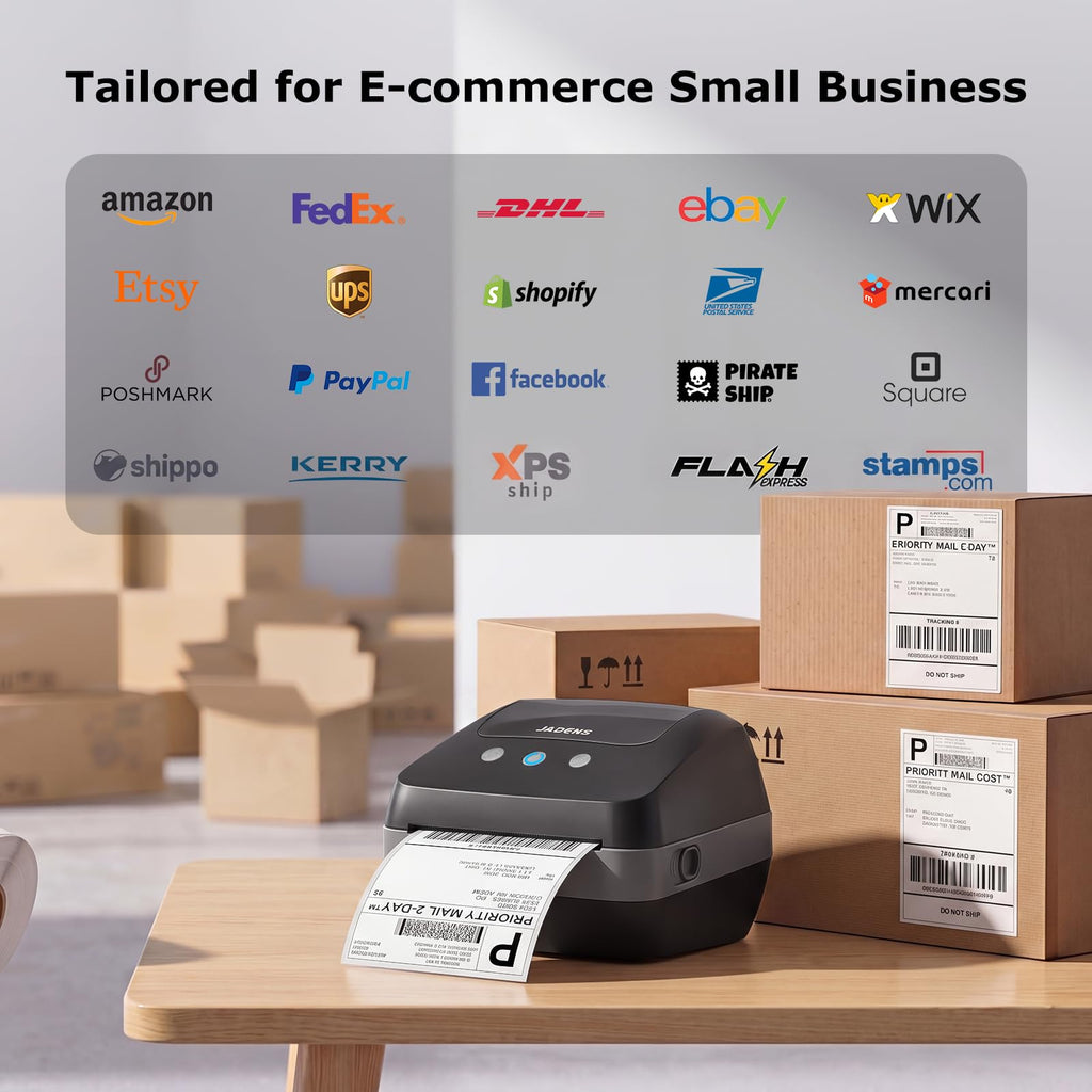 JADENS Dual-Band Wi-Fi 4x6 Shipping Label Printer for Small Business & Home