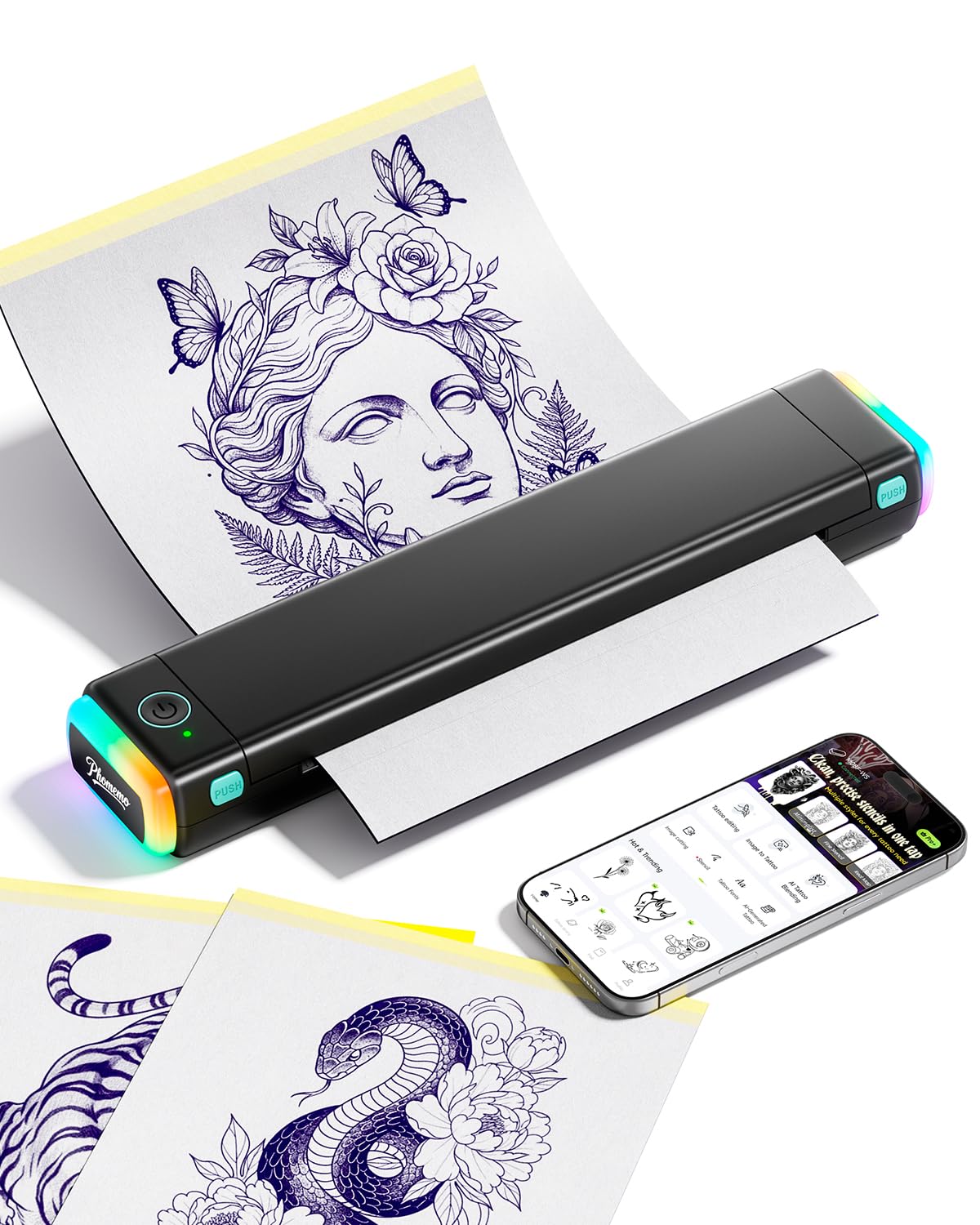 Phomemo M08F Tattoo Stencil Printer, Bluetooth, with 100Pcs Transfer Paper