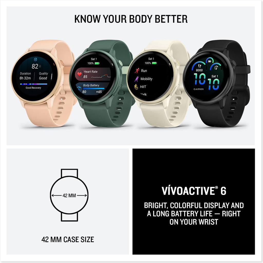 Garmin vívoactive® 6, Health & Fitness GPS Smartwatch, 42mm, Bone