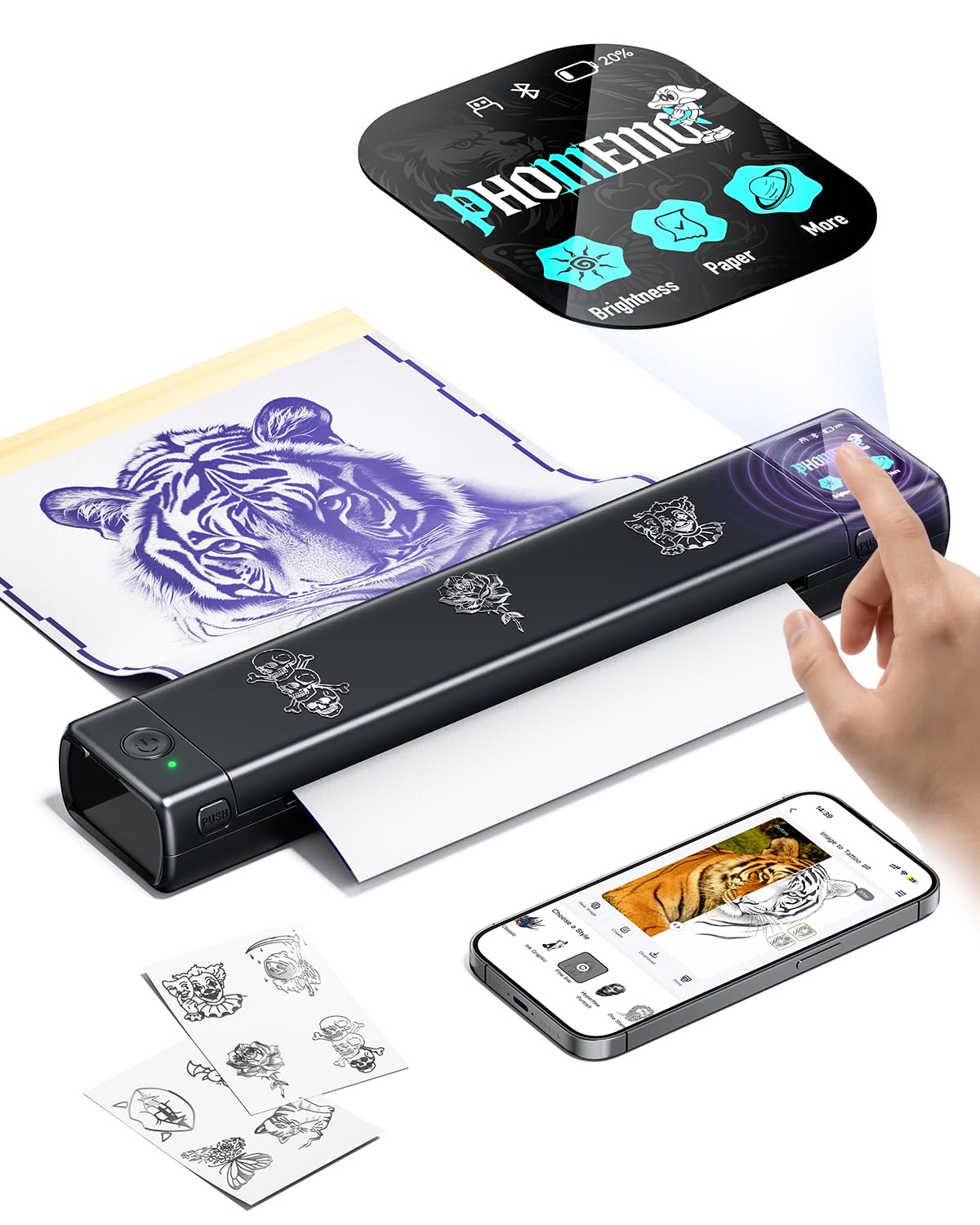Phomemo M08F Plus Touchscreen Tattoo Stencil Printer, Bluetooth, Thermal