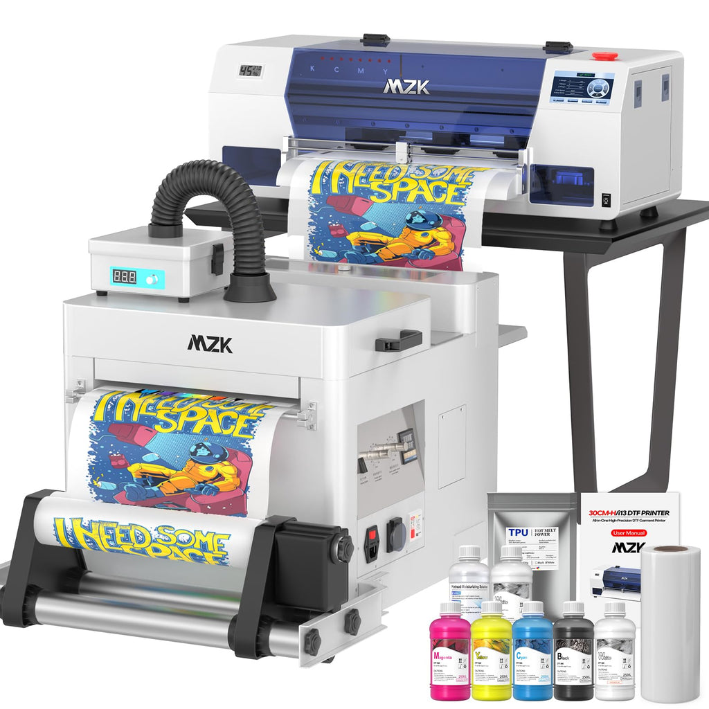 MZK 14'' A3 DTF Printer F1080 Printhead with Auto Maintenance– Ready to Run Out of Box,2X-Speed vs L1800,One-Click Print-to-Bake,White Ink Circulation,Printhead Anti-Clog Design,2-Year Free Ink