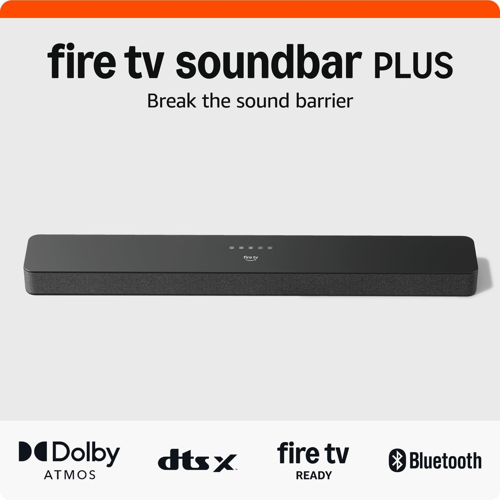 Amazon Fire TV Soundbar Plus (newest model) with built-in subwoofer, 3.1 channel, Dolby Atmos, clear dialogue