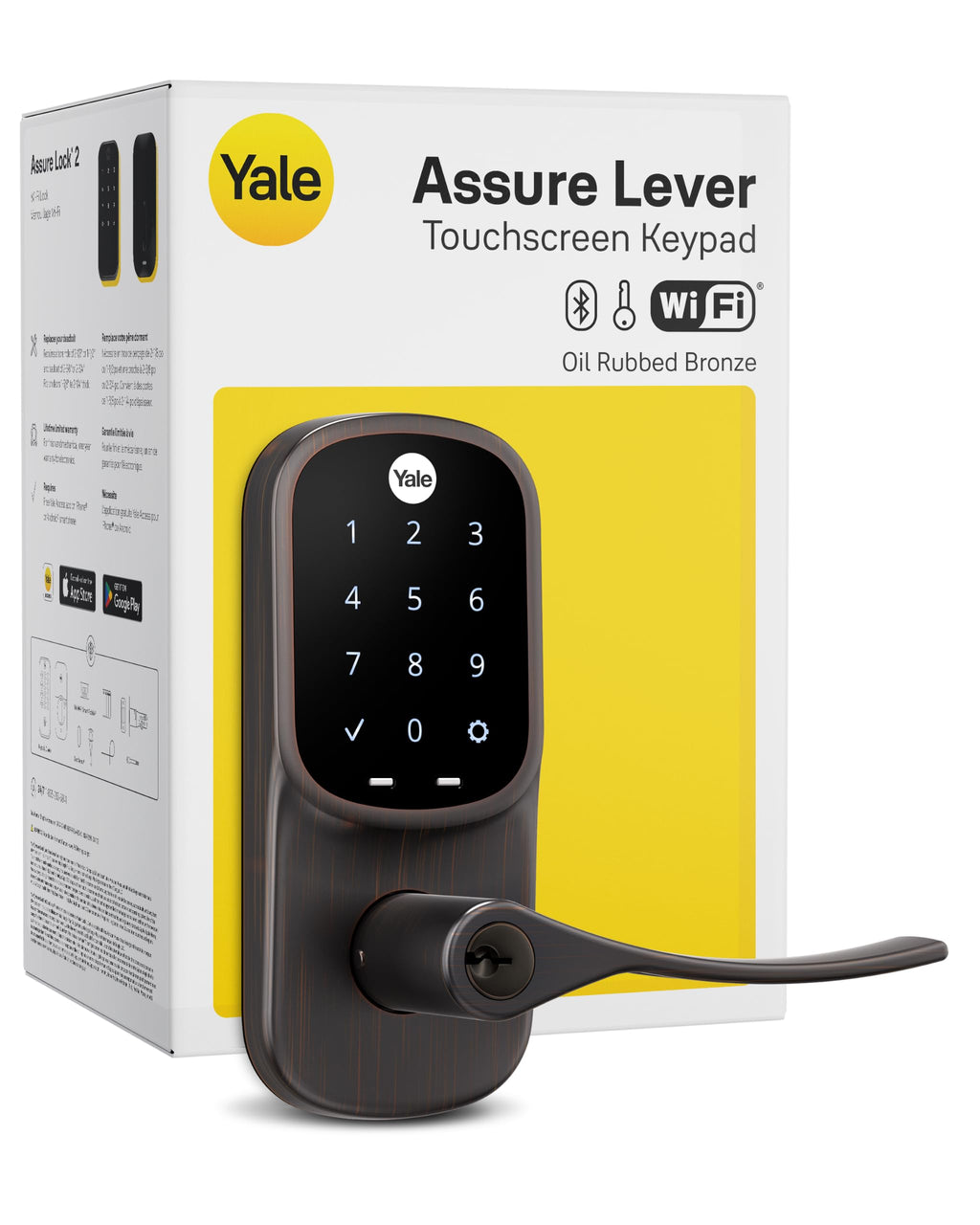 Yale WiFi Smart Lock with Handle & Keypad, Keyless Entry, Satin Nickel