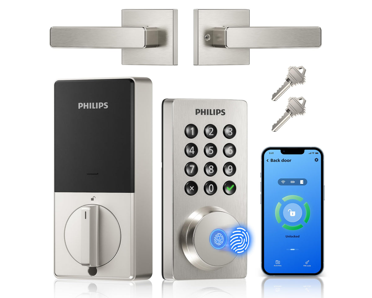 Philips WiFi Keypad Deadbolt with Handle, Built-in WiFi, APP Remote Control