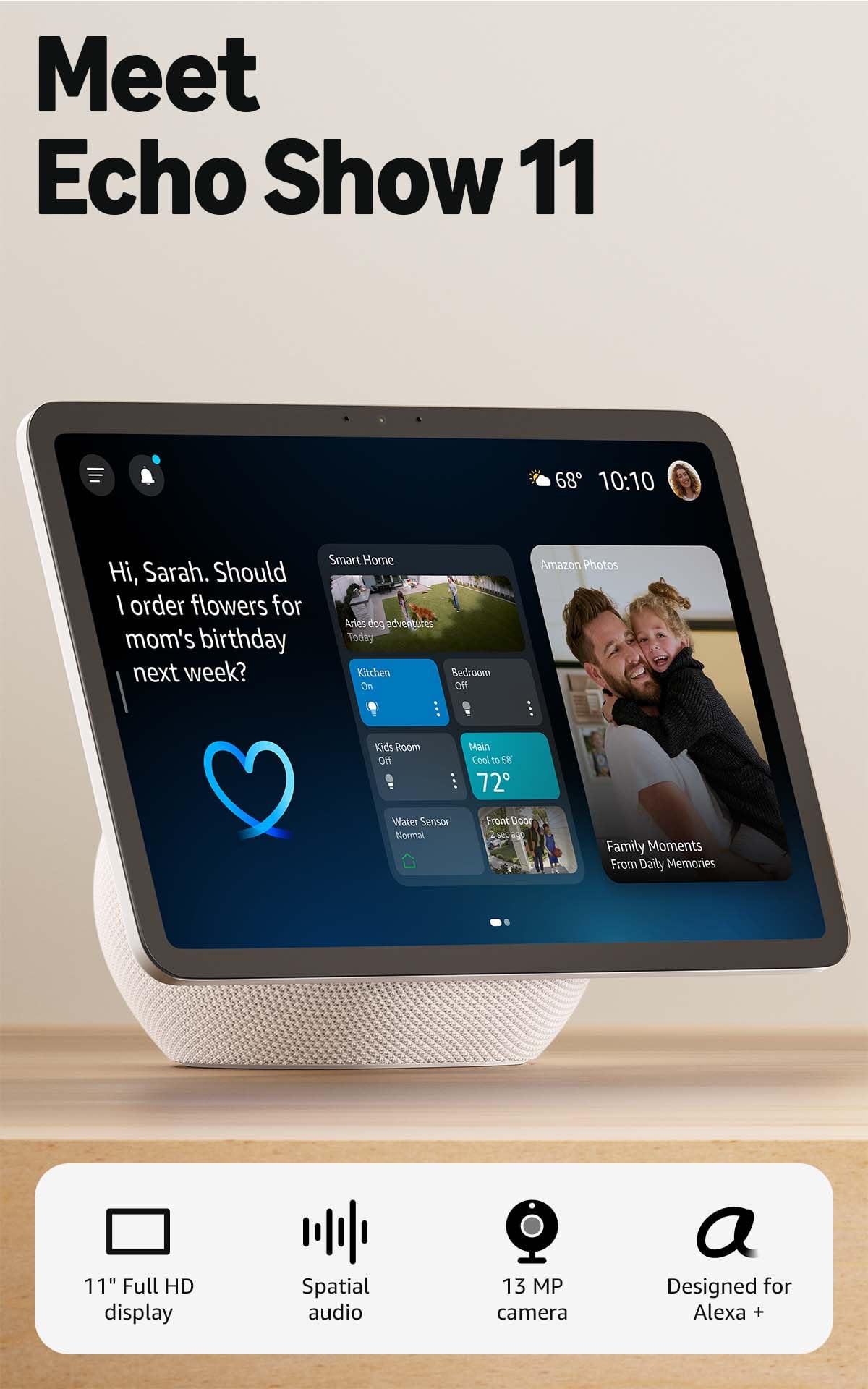Amazon Echo Show 8 (newest model), Vibrant HD 8.7" display with spatial audio, Designed for Alexa+, Graphite