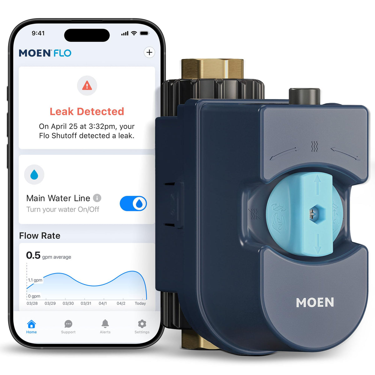 Moen Flo Shutoff, 3/4" Automatic Water Leak Detector & Shutoff, 900-001