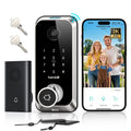 Hornbill Video Smart Lock with Camera: 10-in-1 Ring+2K Camera+Doorbell+Fingerprint Keyless Entry Door Lock, Built-in WiFi Deadbolt(only 2.4G), Two-Way Audio/App Remote Control/PIR, No Monthly Fee