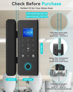 Smart Glass Door Locks for Frameless Glass Doors, No Drill Keyless Entry Gate Locks,4 in 1 Glass Locks,Fingerprint,IC Card,Password,APP, Door Lock for Office,Store,Cabinet,Shop (Zigbee)