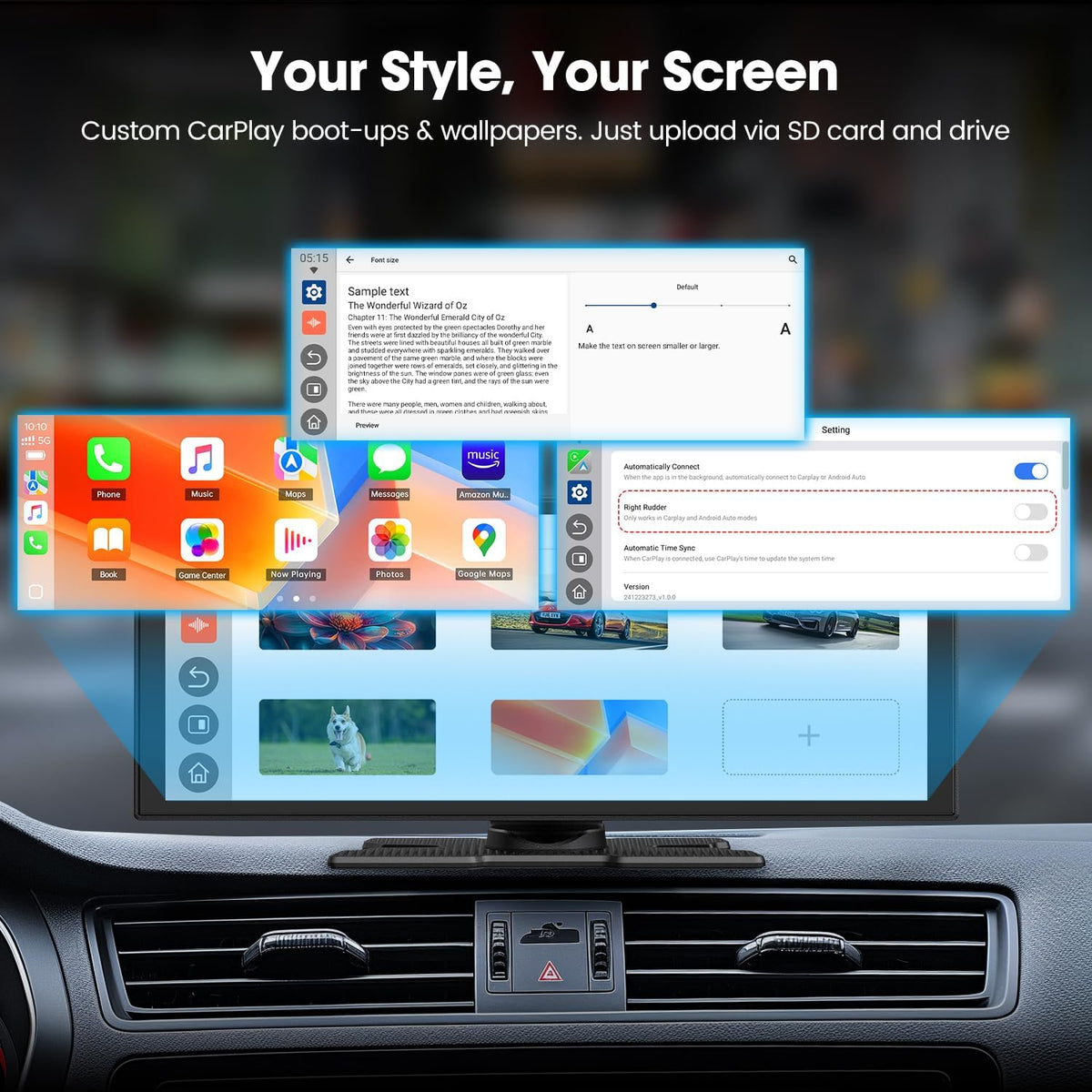 LAMTTO 11'' Wireless Carplay Screen with Net-Flix YouTube and Backup Camera