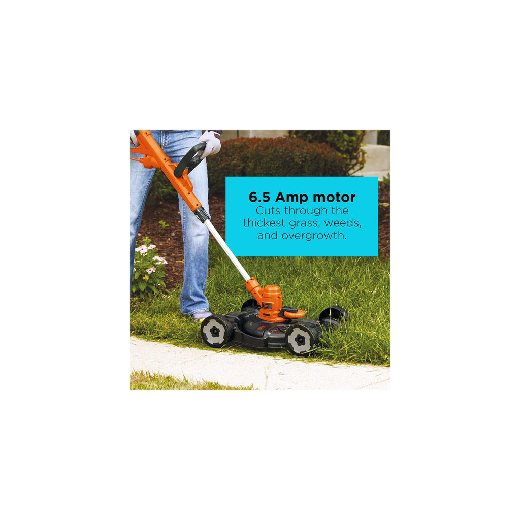 BLACK+DECKER 3-in-1 String Trimmer/Edger & Lawn Mower, 6.5-Amp, 12-Inch, Corded (MTE912)