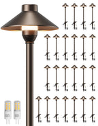 Low Voltage Landscape Lighting 12-Pack, Aluminum 12V Pathway Lights with G4 Bulbs, Waterproof Oil Rubbed Bronze Color Wired Path Lights with Connectors for Walkway Yard Garden