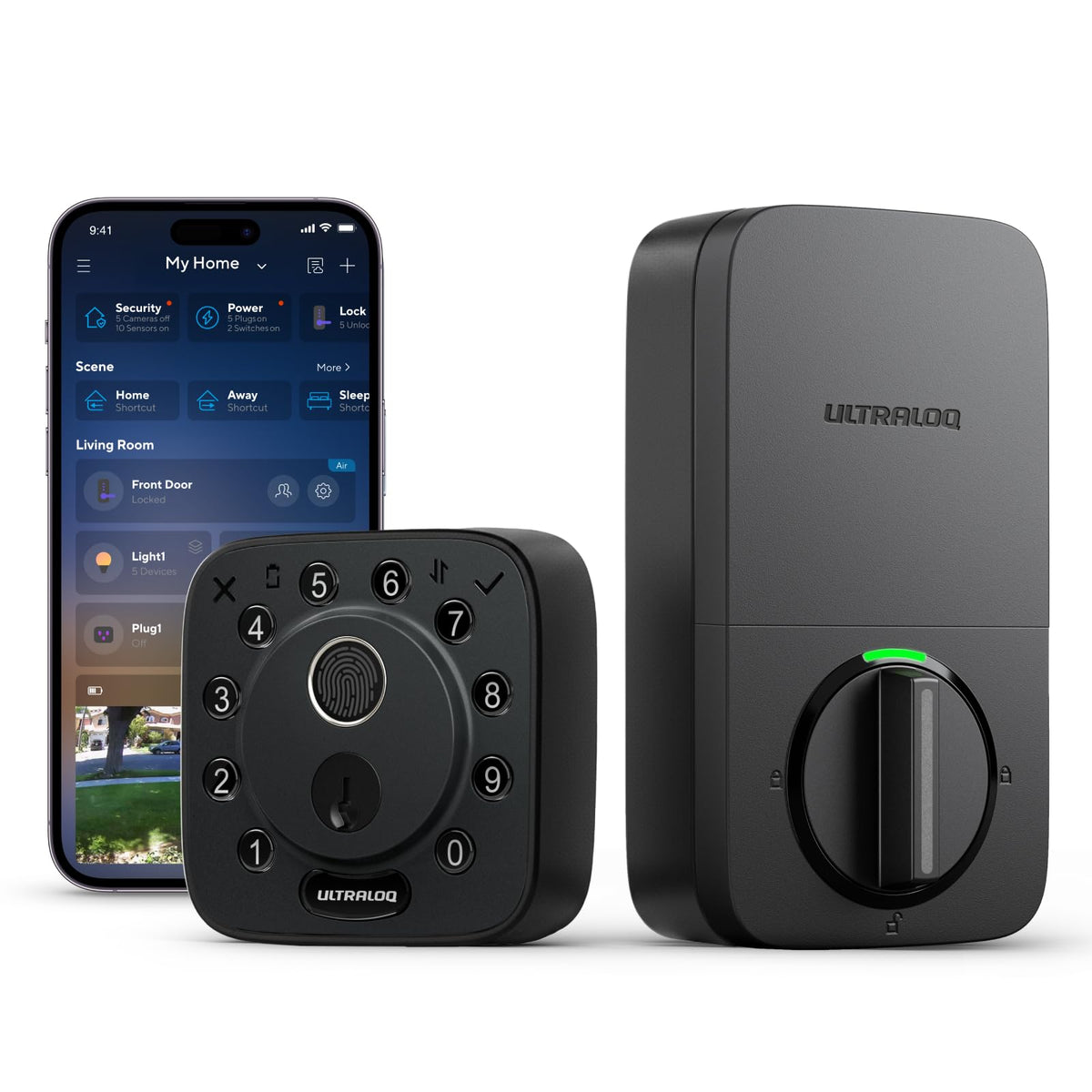 ULTRALOQ Bolt Fingerprint WiFi Deadbolt Smart Lock with Door Sensor, Black