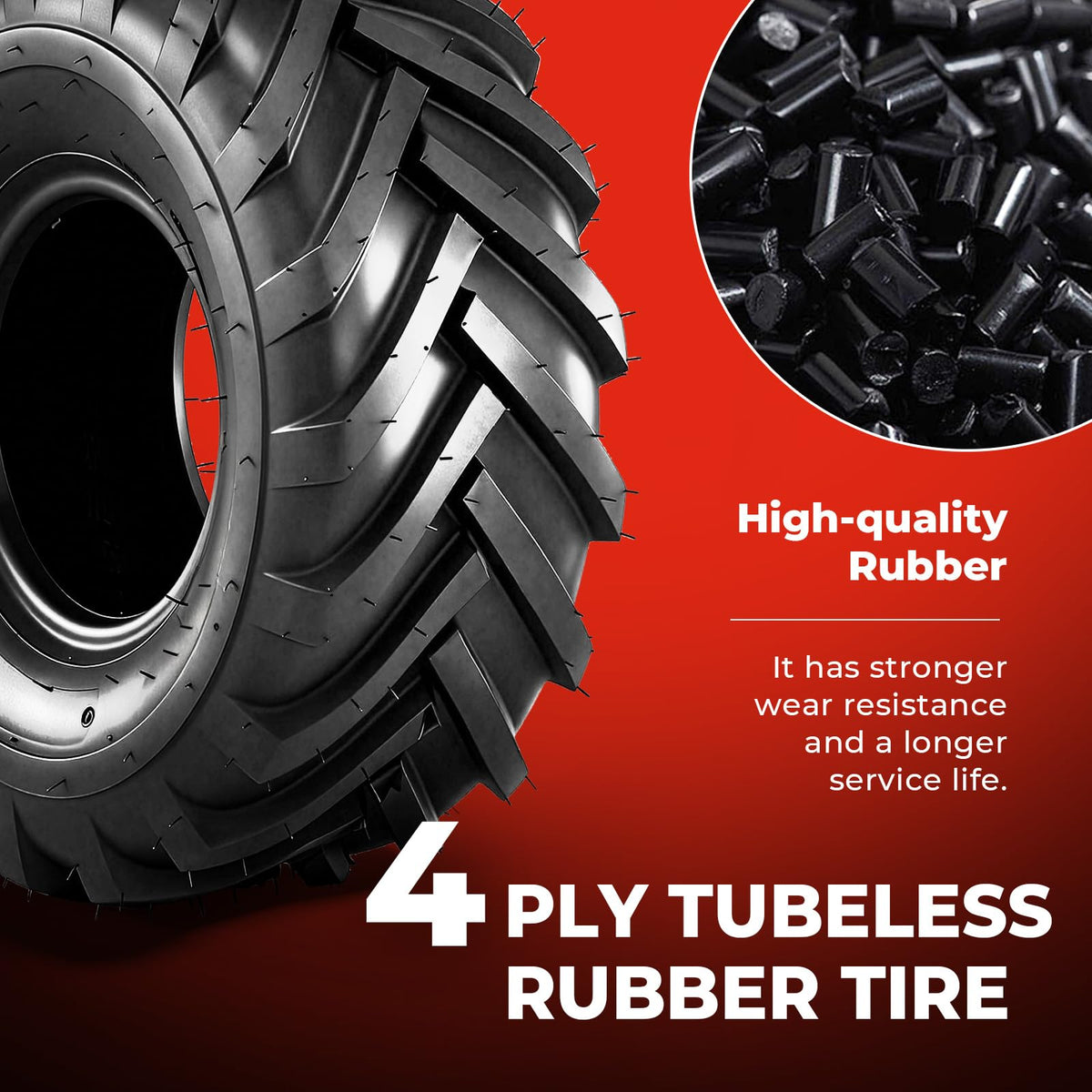 20x10.00-8 Lawn & Garden Mower Tires, Set of 2,4 Ply Tubeless