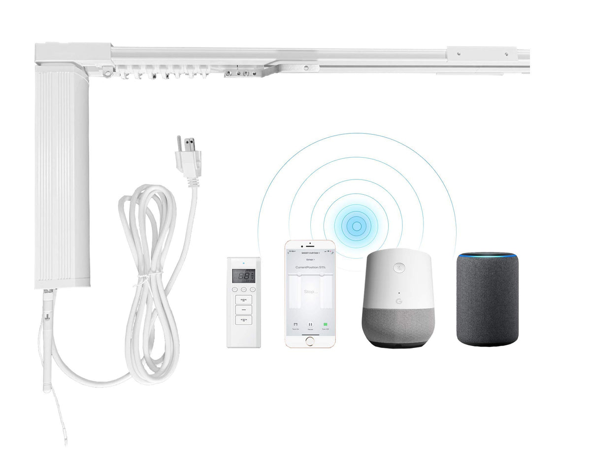 Smart Curtain System, Heavy Duty Electric Curtain Rod, WiFi Control, Compatible with Alexa, Google Home, Adjustable Length (10 ft rod)