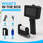 Handheld Inkjet Printer for Text Date Barcode Batch Number, 0.5 Inch Print Height Portable Handheld Printer for Glass Wood Plastic Cardboard Metal,Weight 370g, with 42ml Black Fast Dry Ink
