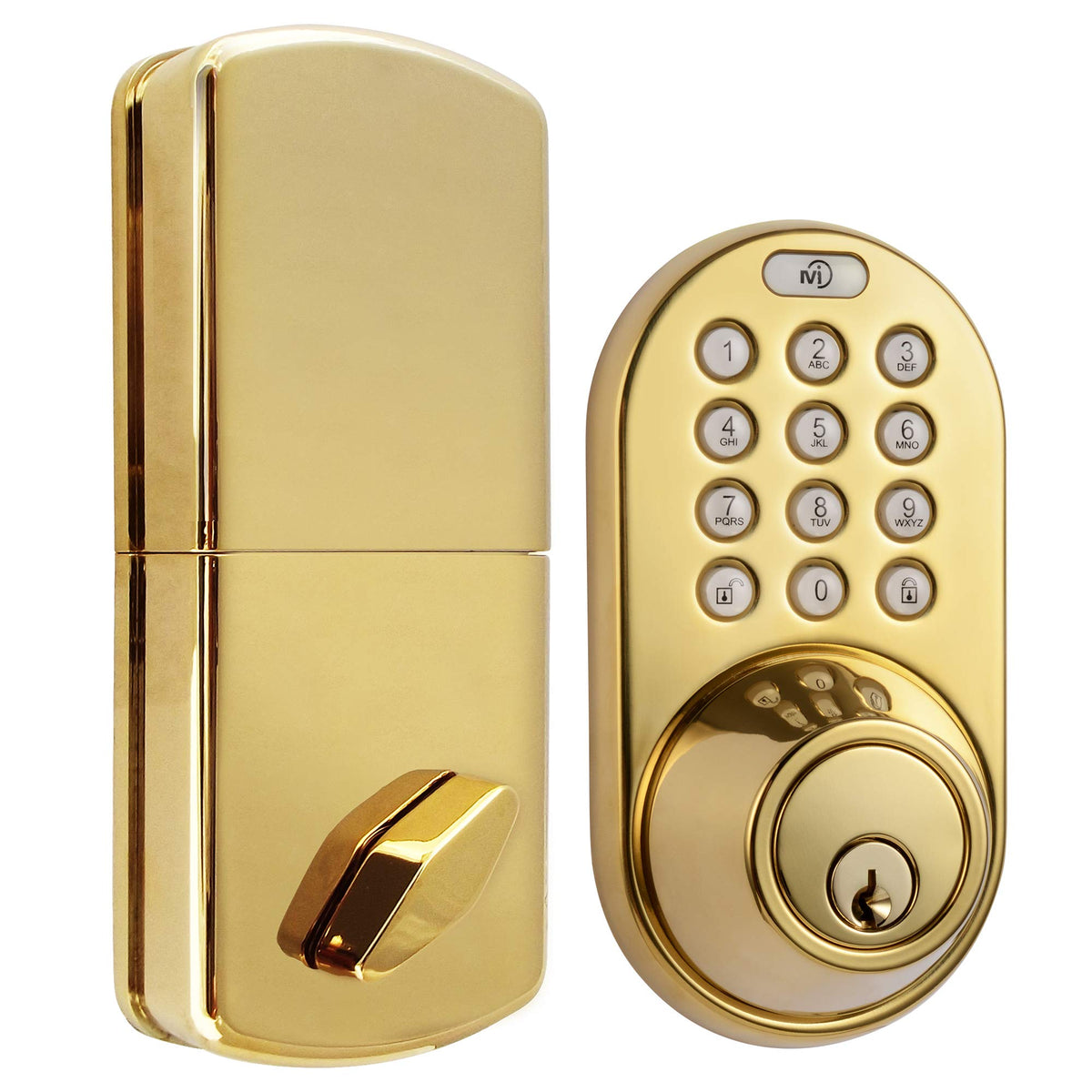 MiLocks TF-02AQ Keyless Entry Door Lock with Keypad, Auto-Lock Triple Security System, Easy to Install Keypad Door Lock for Interior or Exterior Use, Antique Brass