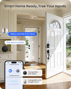 Veise VE027-H Wi-Fi Smart Lock for Front Door with Handle Set, Matte Black