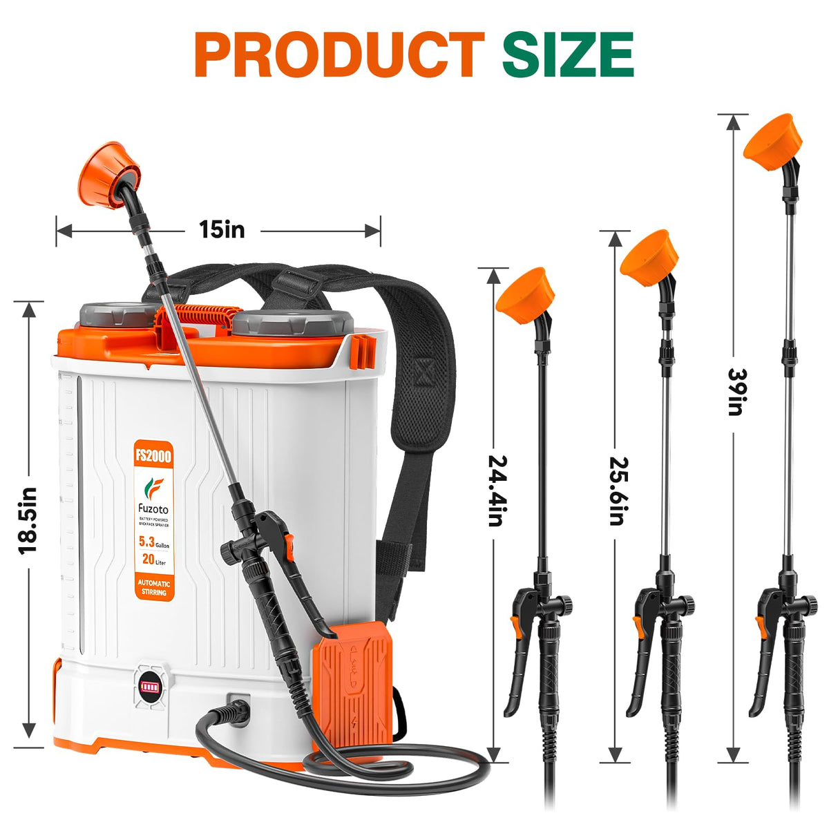 Battery Powered Backpack Sprayer 5.3 Gallon for Lawn, Garden, Yard