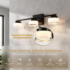 DAYCENT Black 3-Light Bathroom Vanity Lights with APP/Remote Control 21.26"