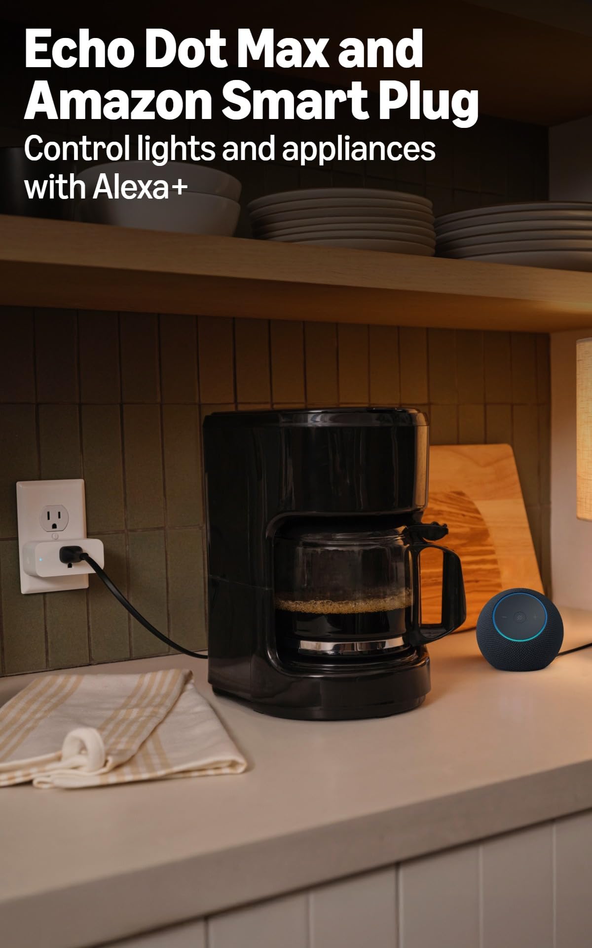 Amazon Echo Dot Max (newest model) with Amazon Smart Plug bundle, Alexa speaker with nearly 3x bass, Control lights and appliances with your voice
