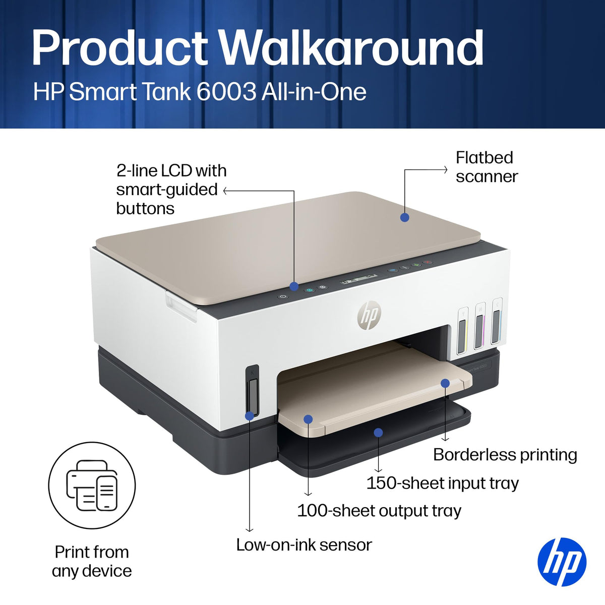 HP Smart Tank 6003 Ink Tank Printer | 3 Years of Ink Included | All-in-One