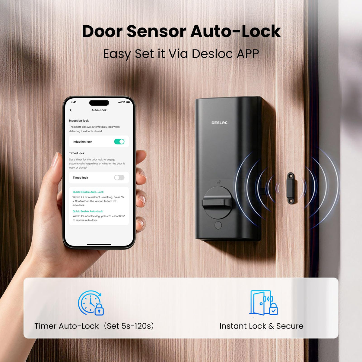 DESLOC Fingerprint WiFi Smart Lock, K120 Keypad Deadbolt Up to 16 Months