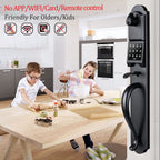 Keypad Deadbolt and Dummy for Double Front Door, Heavy Duty and Matte Black Finish, USMDHST2018DB-E-SET