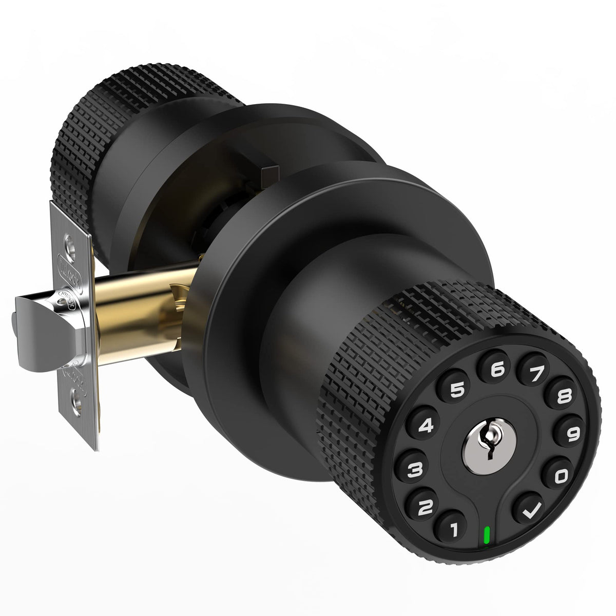 3 Pack Black Key Alike Keyless Electronic Door Knobs with Backlit Keypad, Heavy-Duty Lock, Auto-Lock, Weather Resistant