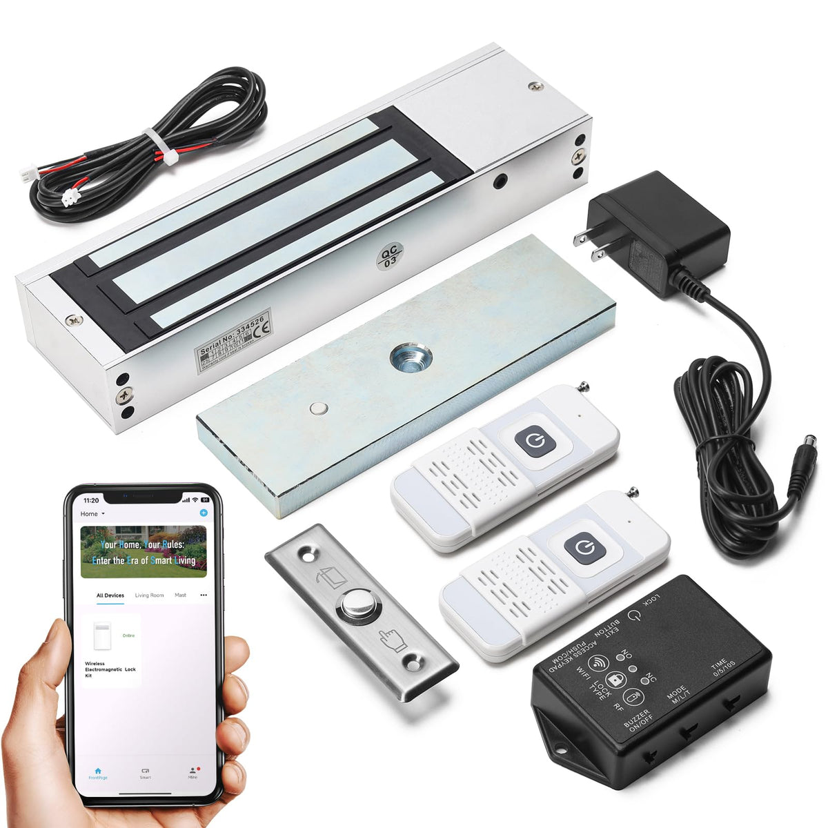 WiFi Smart Magnetic Lock for Door Kit, 1200lbs Holding Force Magnetic Door Lock System with App/Remote Control, 4 Modes, Sound Alerts, Easy Install for Home & Office