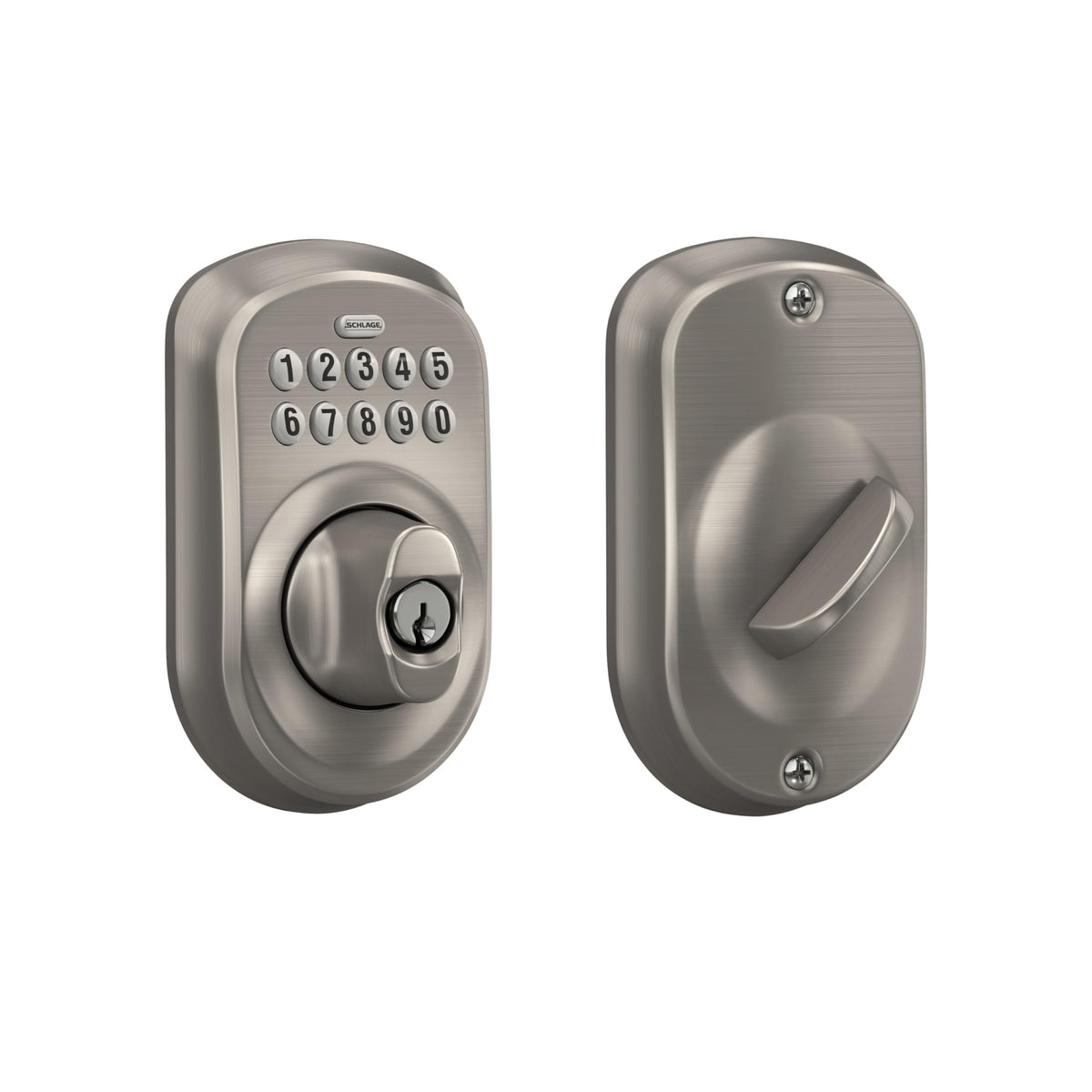 Schlage Electronic Keypad Deadbolt Lock, Camelot Trim, Satin Nickel