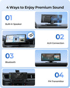 9.26" Wireless Carplay Screen for Car with 4K Dash Cam & HD Backup Camera