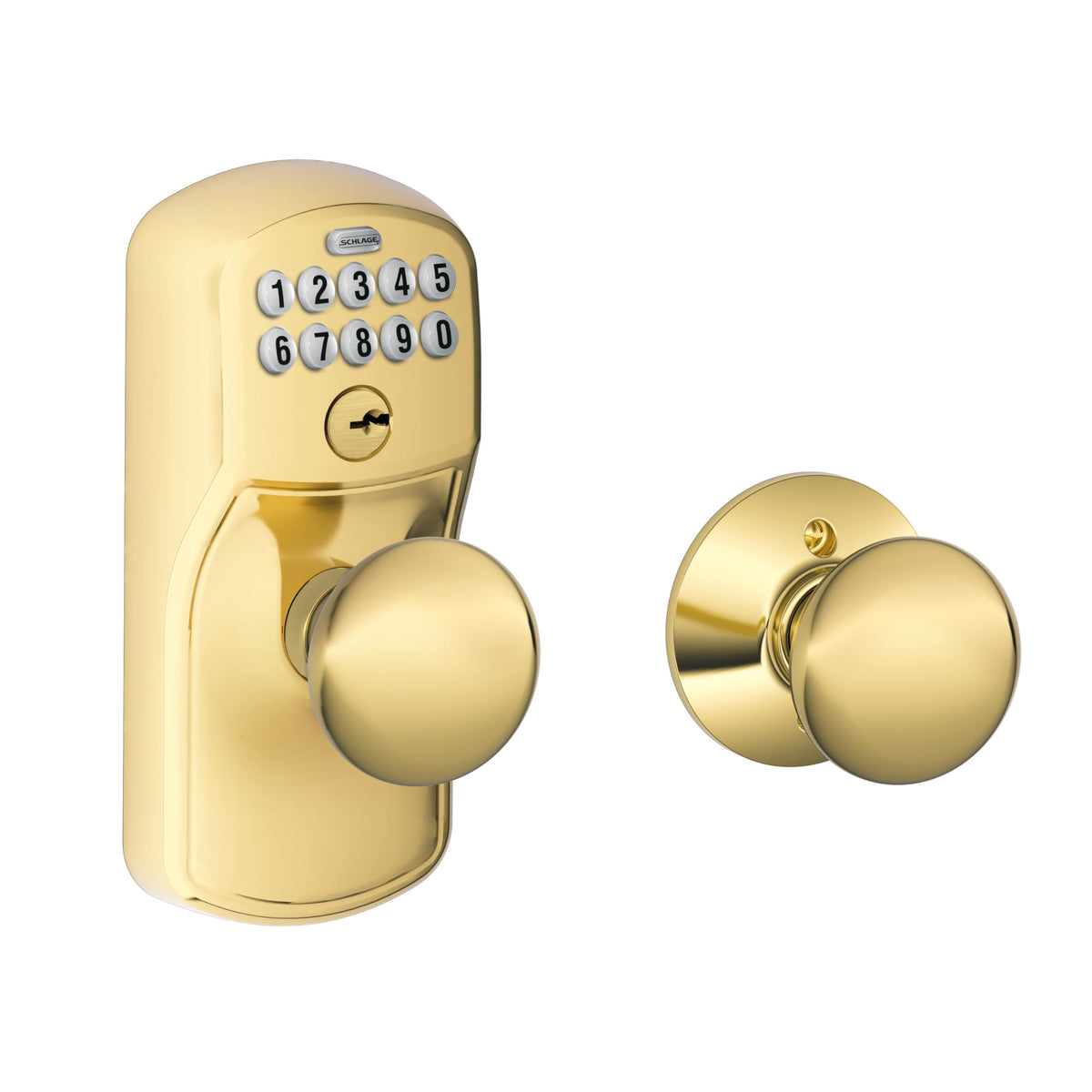Schlage Electronic Keypad Lock, Lever Handle, Camelot Trim, Satin Chrome